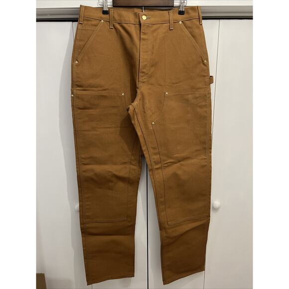 VTG Carhartt Pants Mens 36x34 B01 BRN Duck Double Knee Baggy Brown Union USA